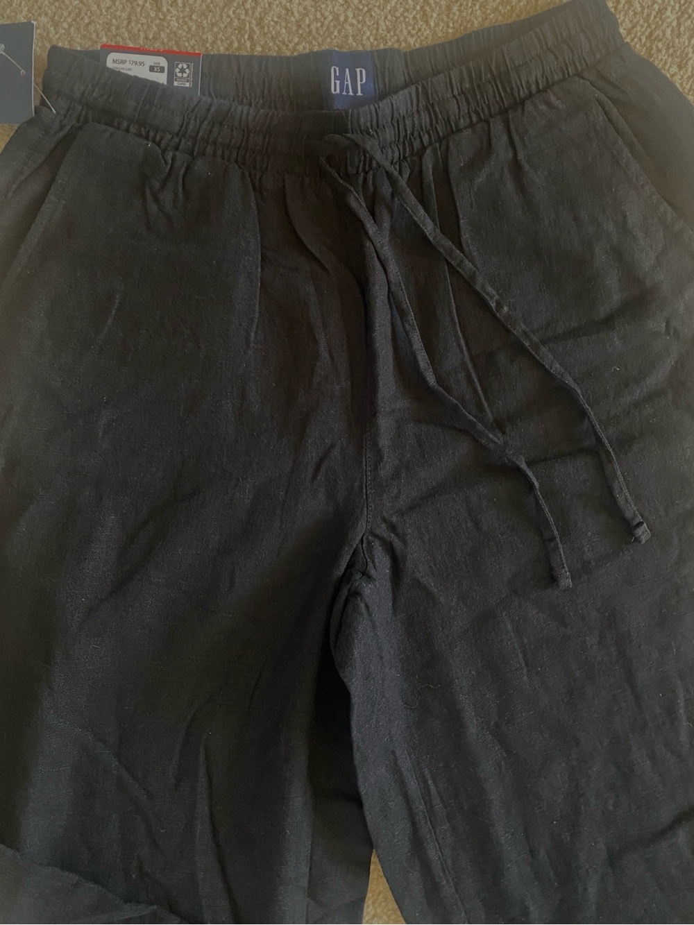 XSMALL.  GAP LINEN DRAWSTRING PANTS - Picture 5 of 9